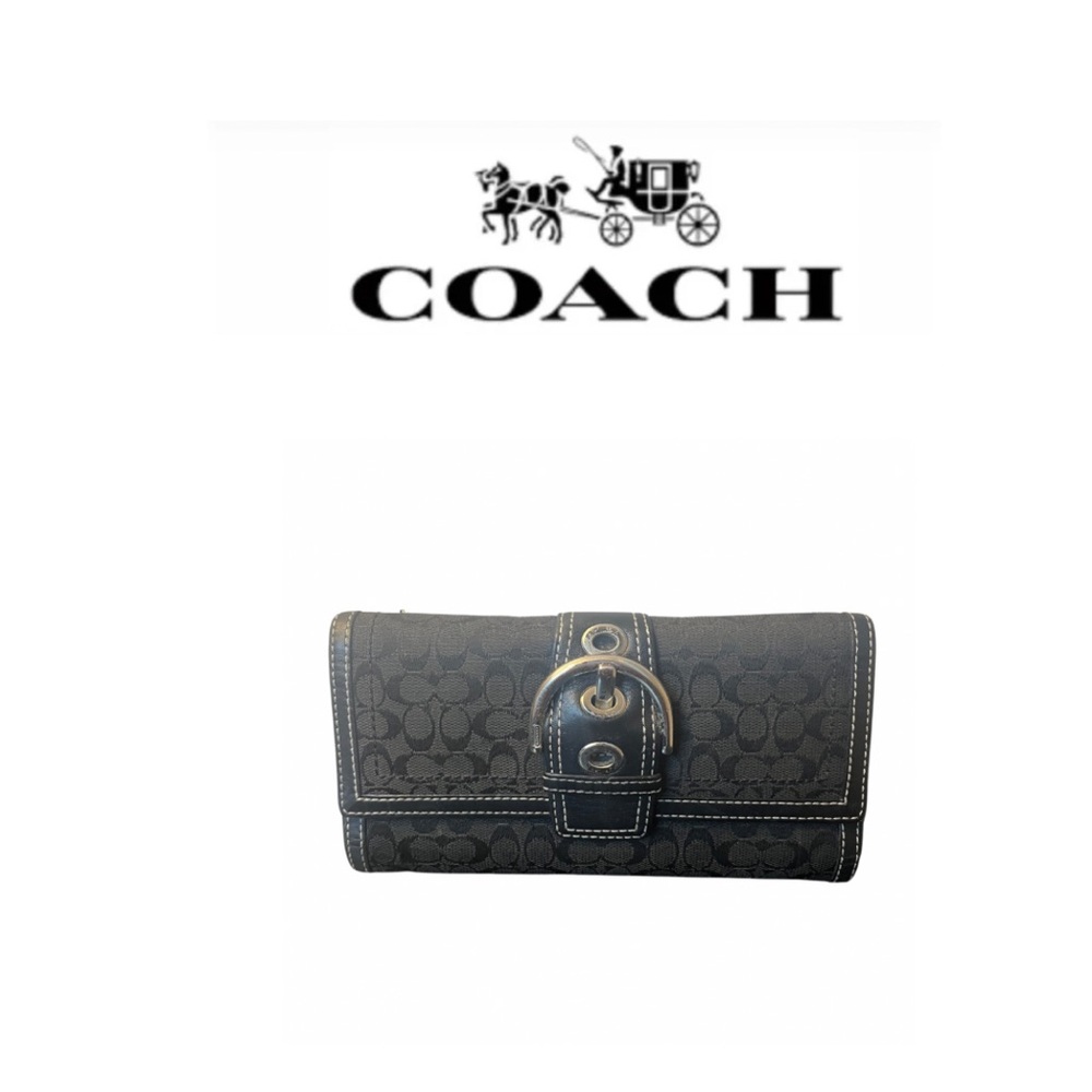 Coach Soho Monogram Black Trifold Wallet